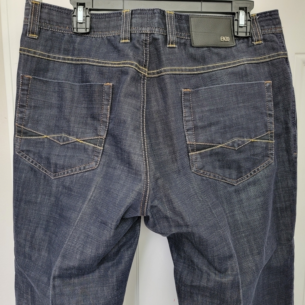 ENZO Denim Mens Premium Denim Jeans Cropped Streetwear Medium Wash Size 36 X 24 - Picture 5 of 14